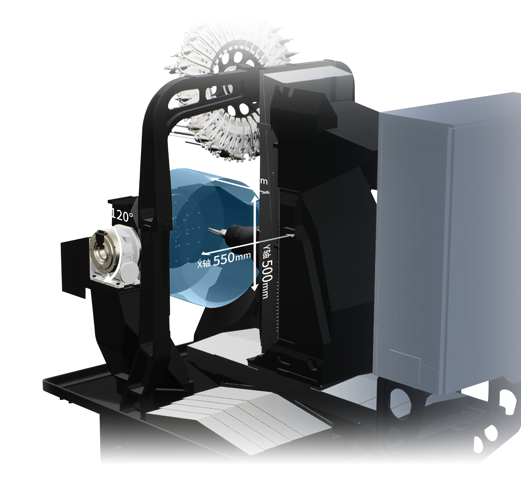 Z�� 400mm Y�� 500mm X�� 550mm A�� -30��120��