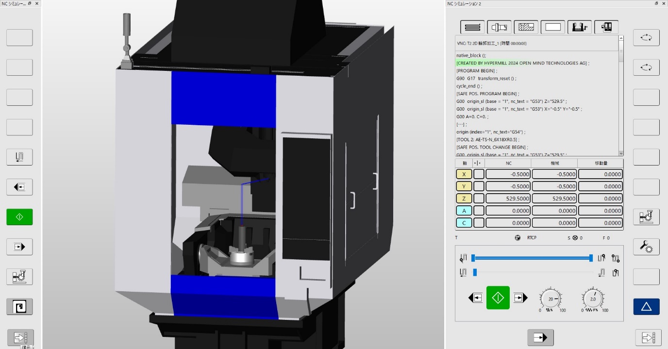 �����Ŵ��ڳ���״̬��SPEEDIO-M200Xd1-5��ӹ����Ķ�Ӧ��hyperMILL�ο�ʾ��ͼ
